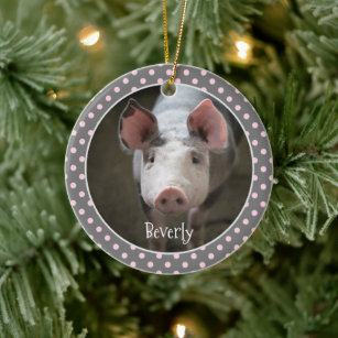 Cute Pig Personalised Ceramic Ornament