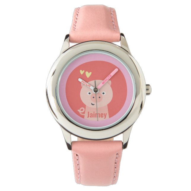 Cute Pig - Personalised Kids  Watch (Front)