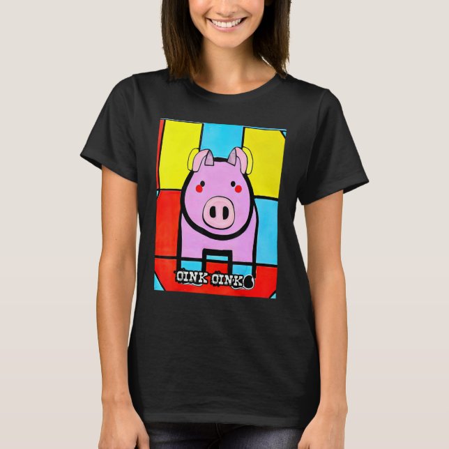 Cute Pig Piggie Oink Oink 43 T-Shirt (Front)