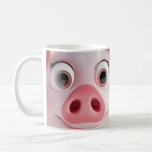 Cute Pig  Pink Nose Animal Face Coffee Mug