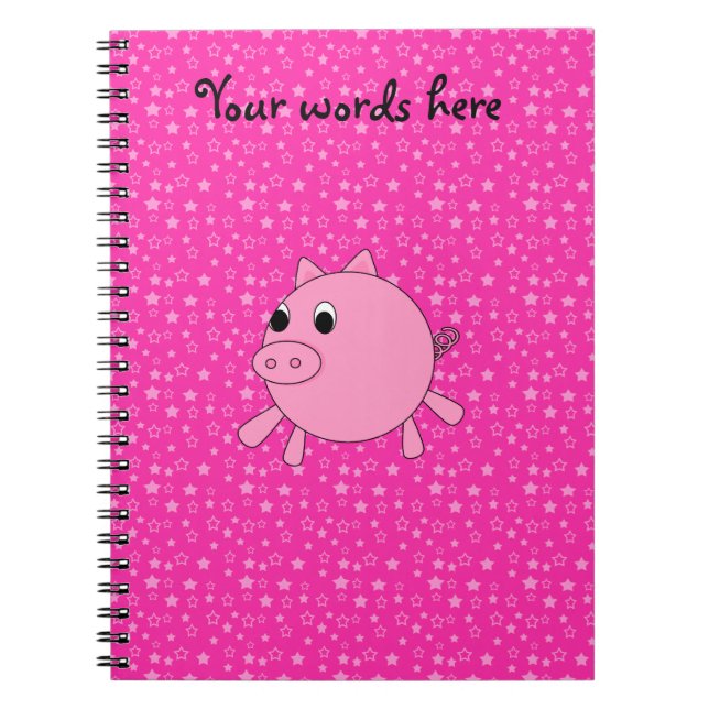Cute pig pink stars notebook (Front)