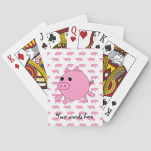 Cute pig playing cards