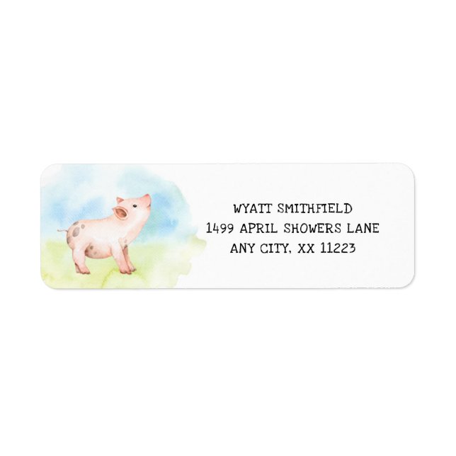 Cute pig return address, barnyard, farm (Front)