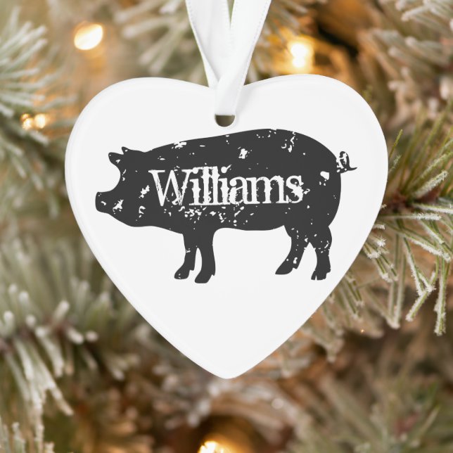 Cute pig silhouette custom Christmas ornament (Tree)