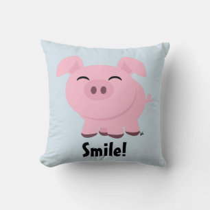 Cute Pig Smile Throw Pillow