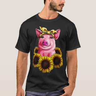 Cute Pig Sunflower Lovely Piggy with Banana T-Shirt