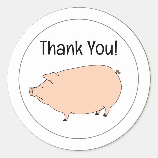 Cute Pig Thank You Labels (Front)