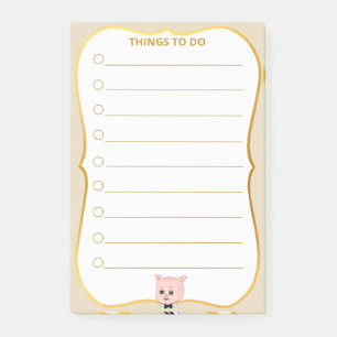 Cute Pig Things To Do Lined Post-it Notes