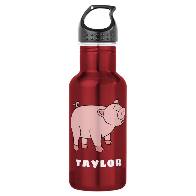 Cute Pig Unique Boy Personalised Custom Name 532 Ml Water Bottle (Front)