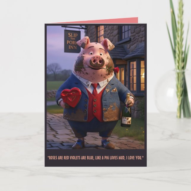 Cute Pig Valentine's Day Card (Front)