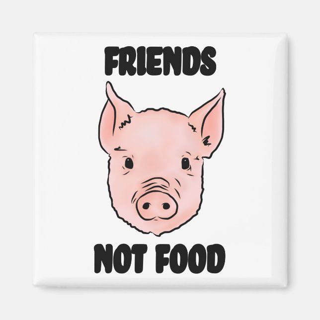 Cute Pig Vegan Friends Not Food Illustration Magnet (Front)