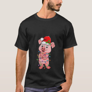 Cute Pig Wearing Santa Hat Christmas Funny Pig Lov T-Shirt
