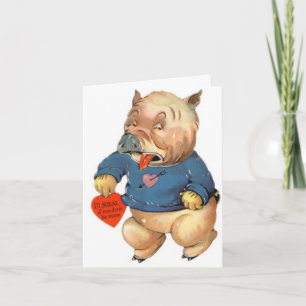 Cute Pig Will Squeal Valentine's Day Card Cards