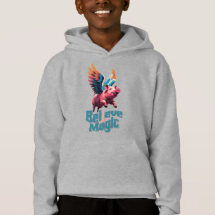 Cute Pig with Colourful wings   Believe in Magic 