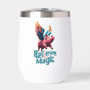 Cute Pig with Colourful wings   Believe in Magic 