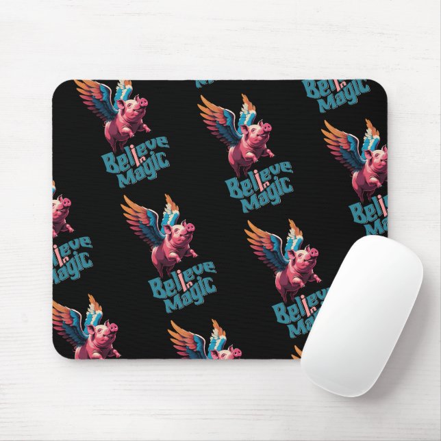 Cute Pig with Colourful wings | Believe in Magic  Mouse Mat (With Mouse)