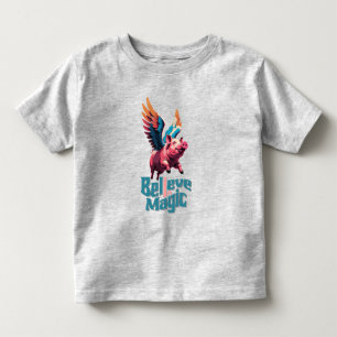 Cute Pig with Colourful wings Believe in Magic Toddler T-Shirt