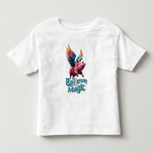Cute Pig with Colourful wings Believe in Magic Toddler T-Shirt