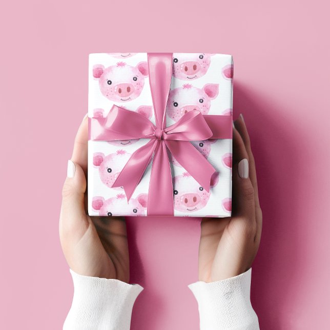 Cute Pig Wrapping Paper Sheets (These cute watercolor pig wrapping paper sheets would make a great addition to any gift! )