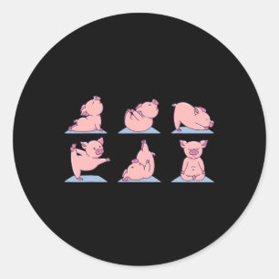 Cute Pig Yoga Swine Yoga Poses And Meditation Funn Classic Round Sticker