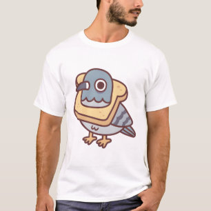 Cute Pigeon With Bread Necklace Funny T-Shirt