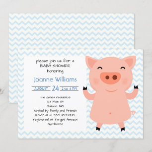 Cute Piggy Baby Shower For Girl Invitation