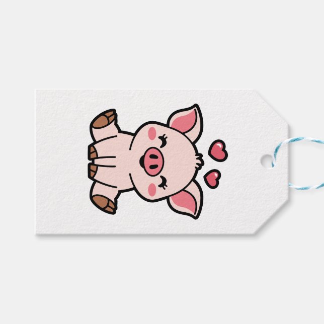 Cute Piggy Bank Gift Tags (Front (Horizontal))
