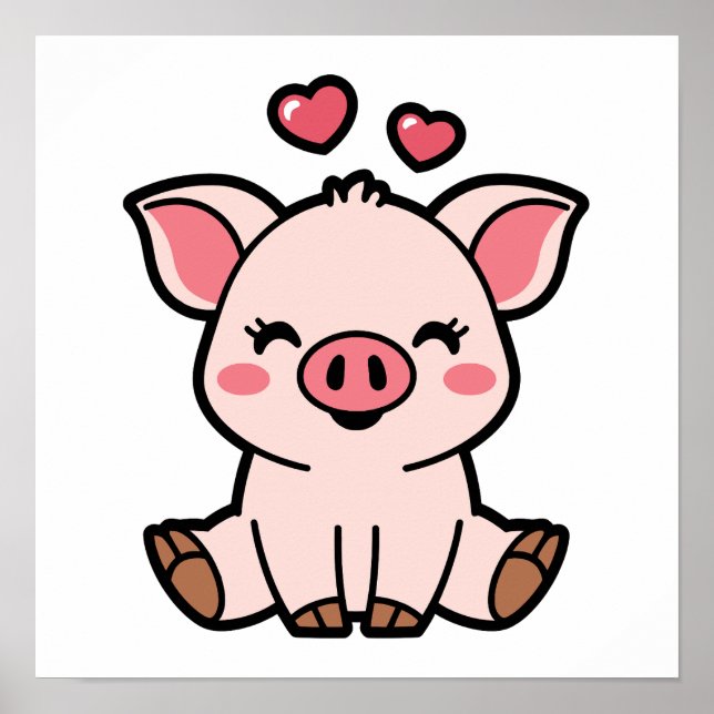 Cute Piggy Bank Poster (Front)