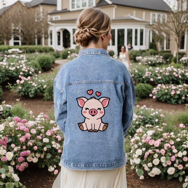 Cute Piggy Denim Jacket (Wedding Back)