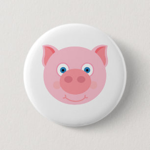 Cute piggy face 6 cm round badge