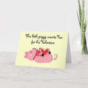 Cute Piggy Valentine Holiday Card