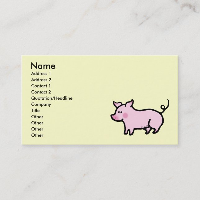 Cute piglet business card (Front)
