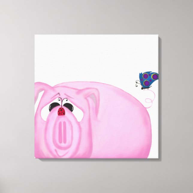 Cute Piglet Chumley And Beautiful Friends Canvas Print (Front)