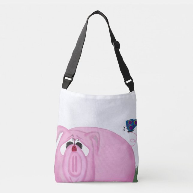 Cute Piglet Chumley And Beautiful Friends Crossbody Bag (Front)