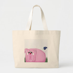 Cute Piglet Chumley And Beautiful Friends Large Tote Bag
