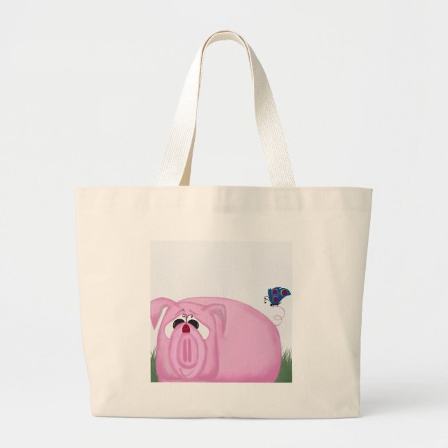 Cute Piglet Chumley And Beautiful Friends Large Tote Bag (Front)