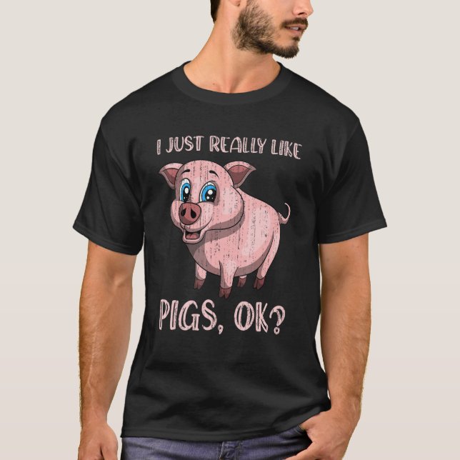 Cute Piglet Farm Animal   Farmer Farming Pig T-Shirt (Front)