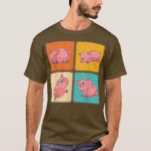 Cute Piglet Farm Animal Lover Farmer Pop Art Pig T-Shirt