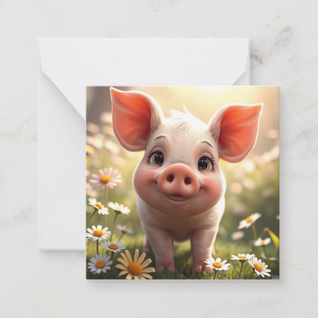 Cute Piglet Note Card (Front)