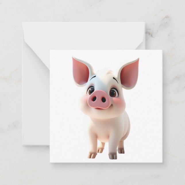 Cute Piglet Note Card (Front)