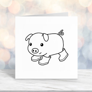 Cute Piglet Pig in Rubber Boots Self-inking Stamp