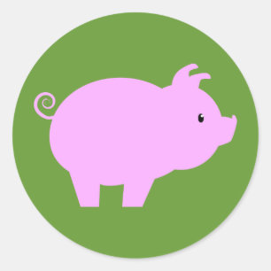 Cute Piglet Silhouette Classic Round Sticker
