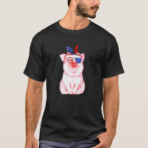 Cute Pigs 4th Of July Usa Flag Us America Piggy Jo T-Shirt