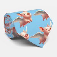Cute Pigs Flying Blissfully in Sunny Blue Skies