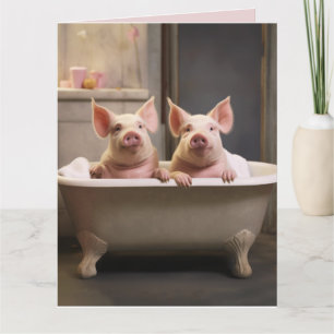 CUTE PIGS FUNNY BIRTHDAY Greeting Card