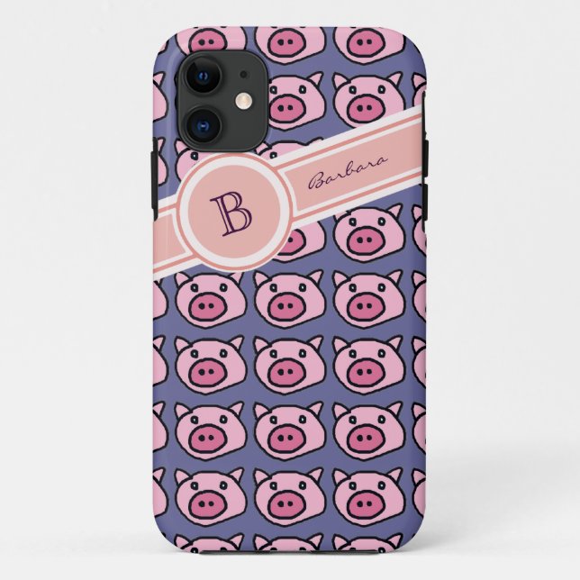 cute pigs name initial Case-Mate iPhone case (Back)