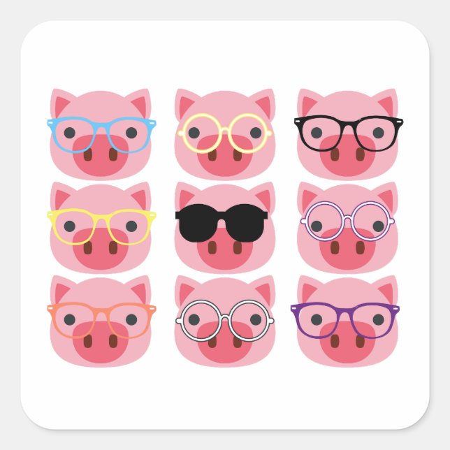 Cute pigs square sticker (Front)