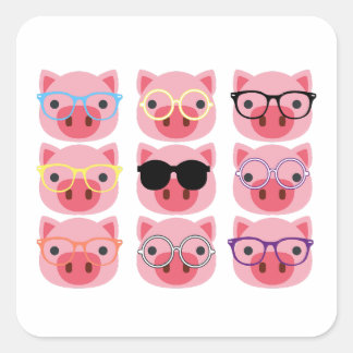 Cute pigs square sticker