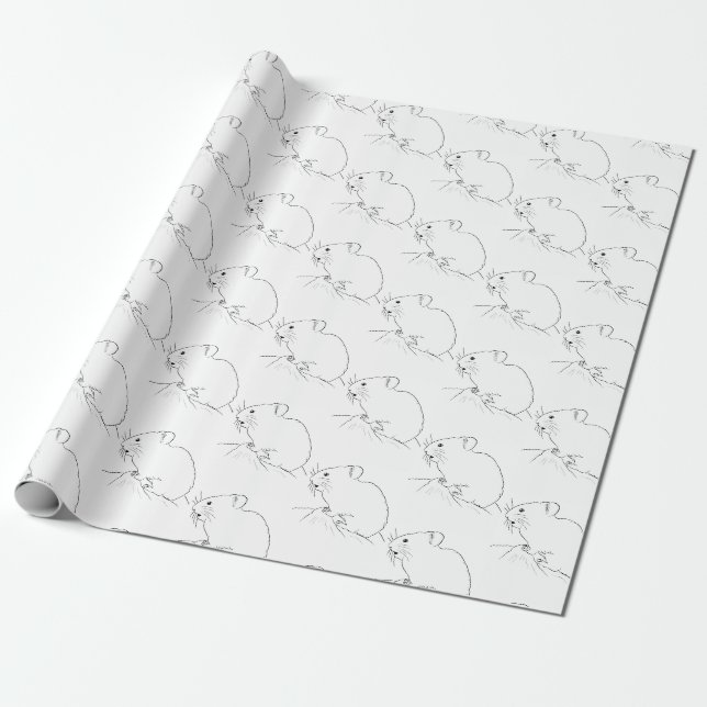 Cute Pika Drawing Wrapping Paper (Unrolled)