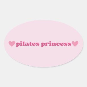 Cute Pilates Princess Pink Heart Design Oval Sticker